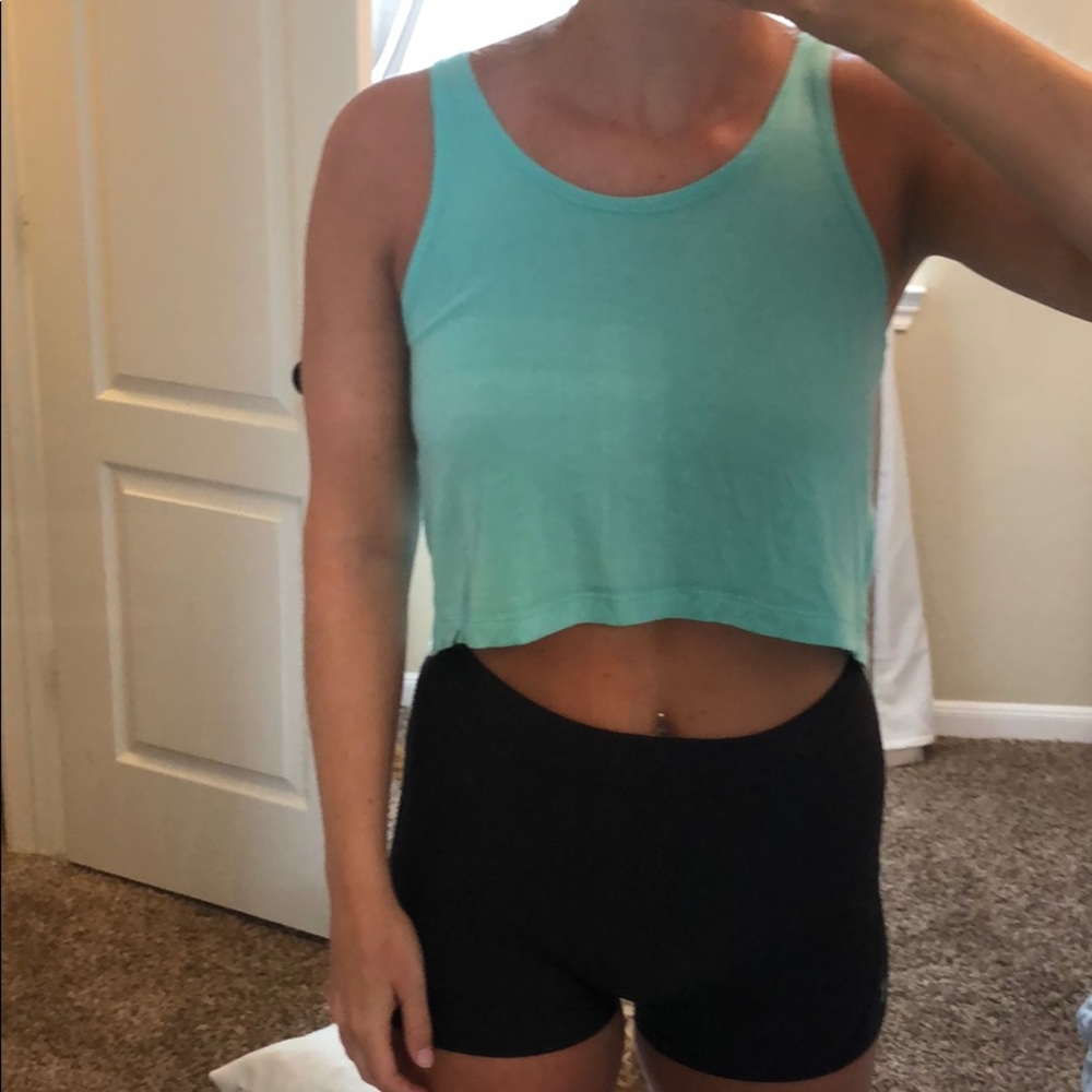 Teal bow tie crop